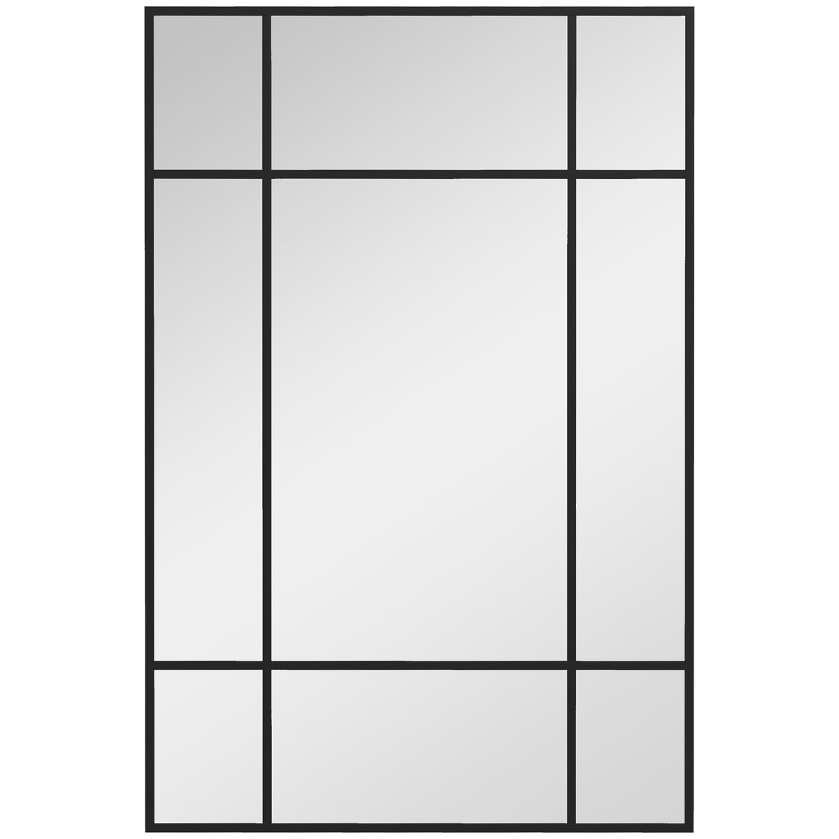 Decorative Wall Mirror, Black Metal Frame, 90x60 cm