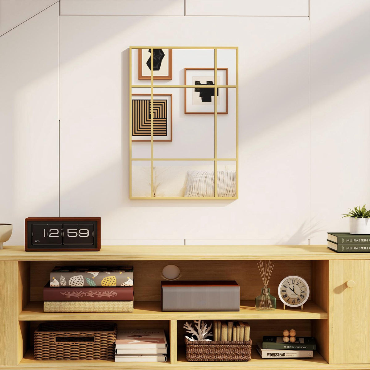 Decorative Wall Mirror, Gold Metal Frame, 50x70 cm