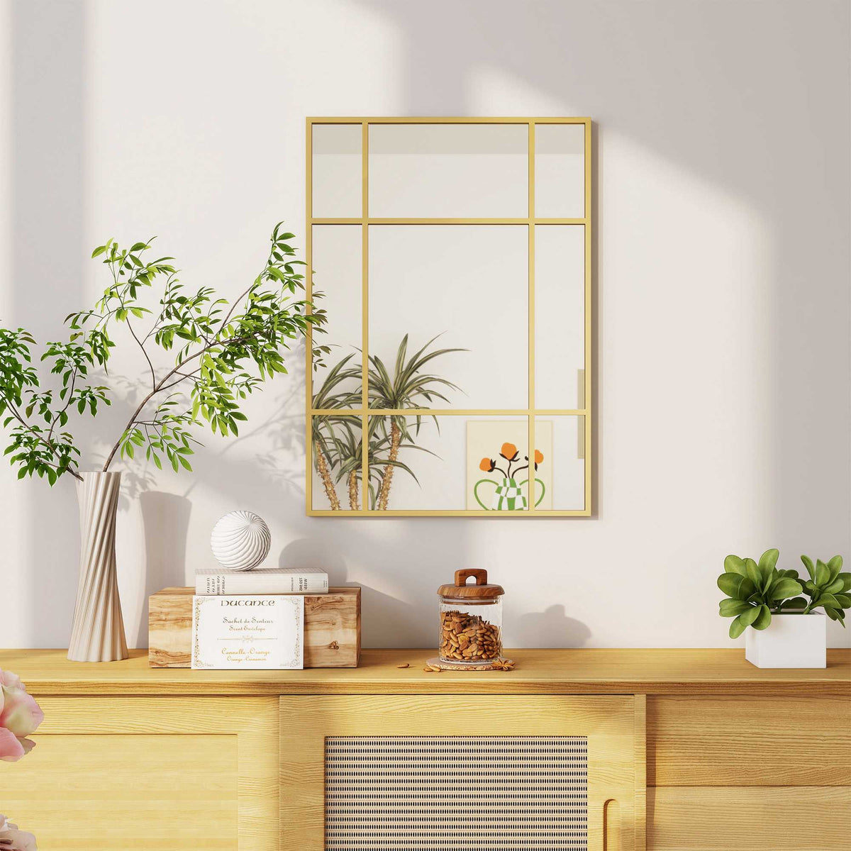 Decorative Wall Mirror, Gold Metal Frame, 50x70 cm