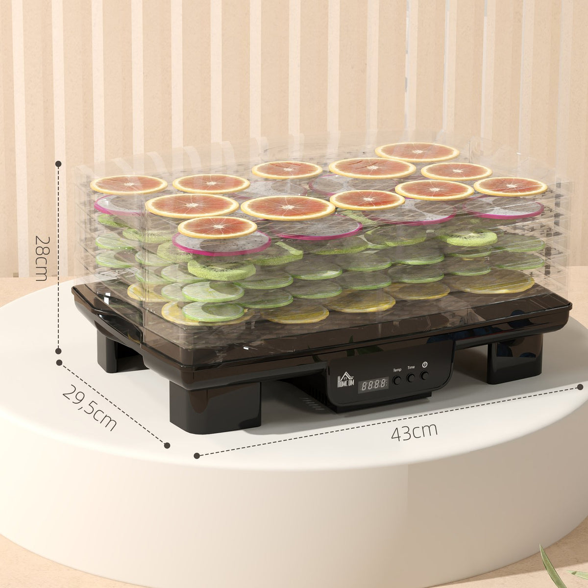 Dehydrator dehydrator with 6 height-adjustable insert compartments, 550 W, 40-70°C, 48 hour timer, dehydrator for meat, fruit, vegetables, flowers, black