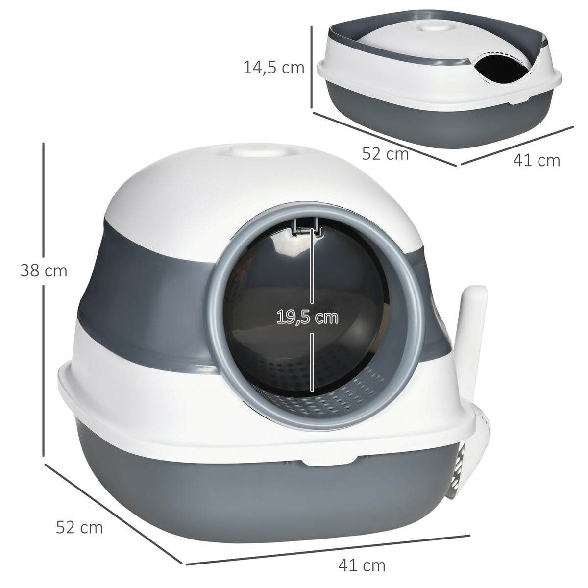 Deodorant & Litter Scoop, For Cats Up To 5Kg, White+Gray, 52X41X38Cm