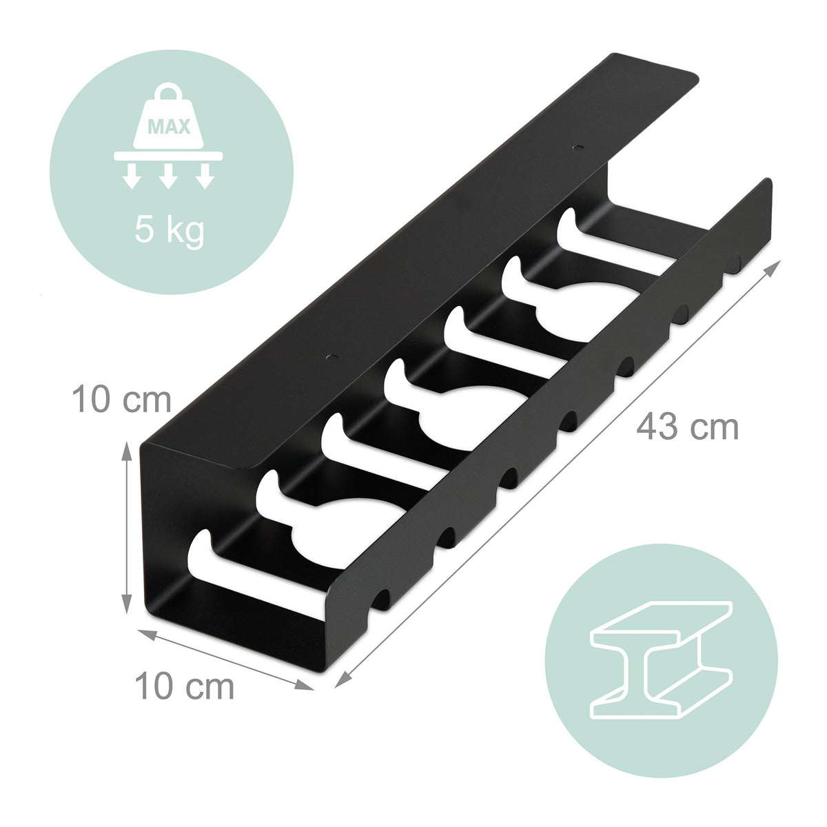 Desk Cable Management Trays, Set of 2 – Steel
