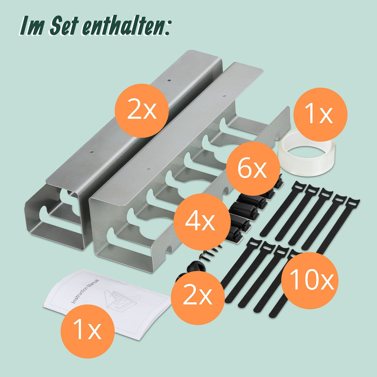 Desk Cable Trays Set, Steel Cable Management for PC/TV