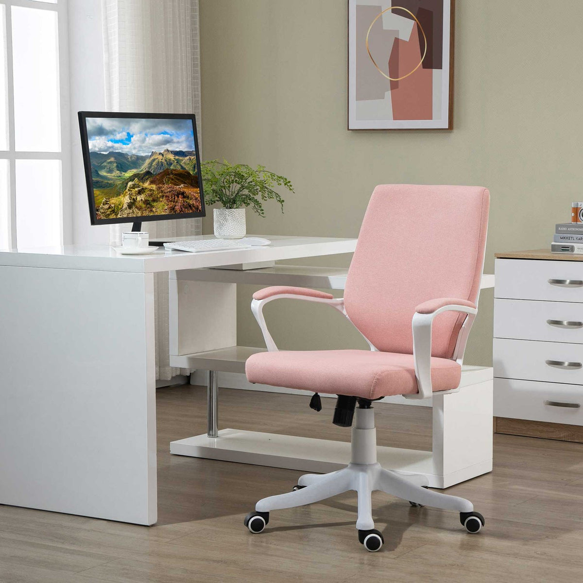 Desk Chair Ergonomic Office Chair, Height Adjustable, Rocker Function, Thickly Padded Backrest, 360° Swivel Wheels