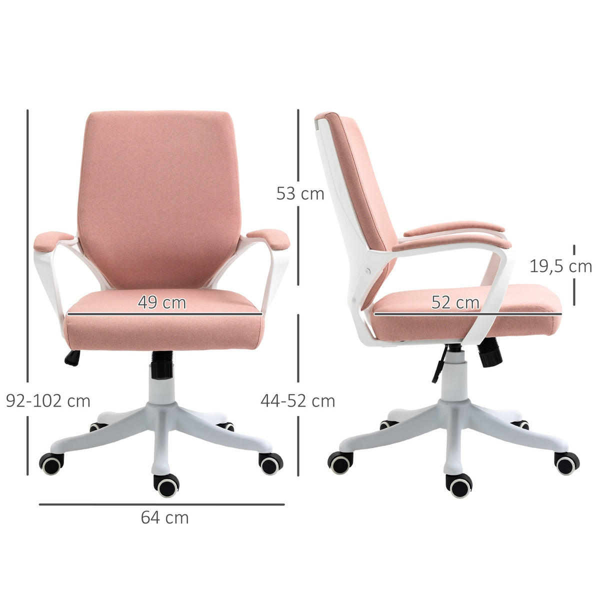 Desk Chair Ergonomic Office Chair, Height Adjustable, Rocker Function, Thickly Padded Backrest, 360° Swivel Wheels