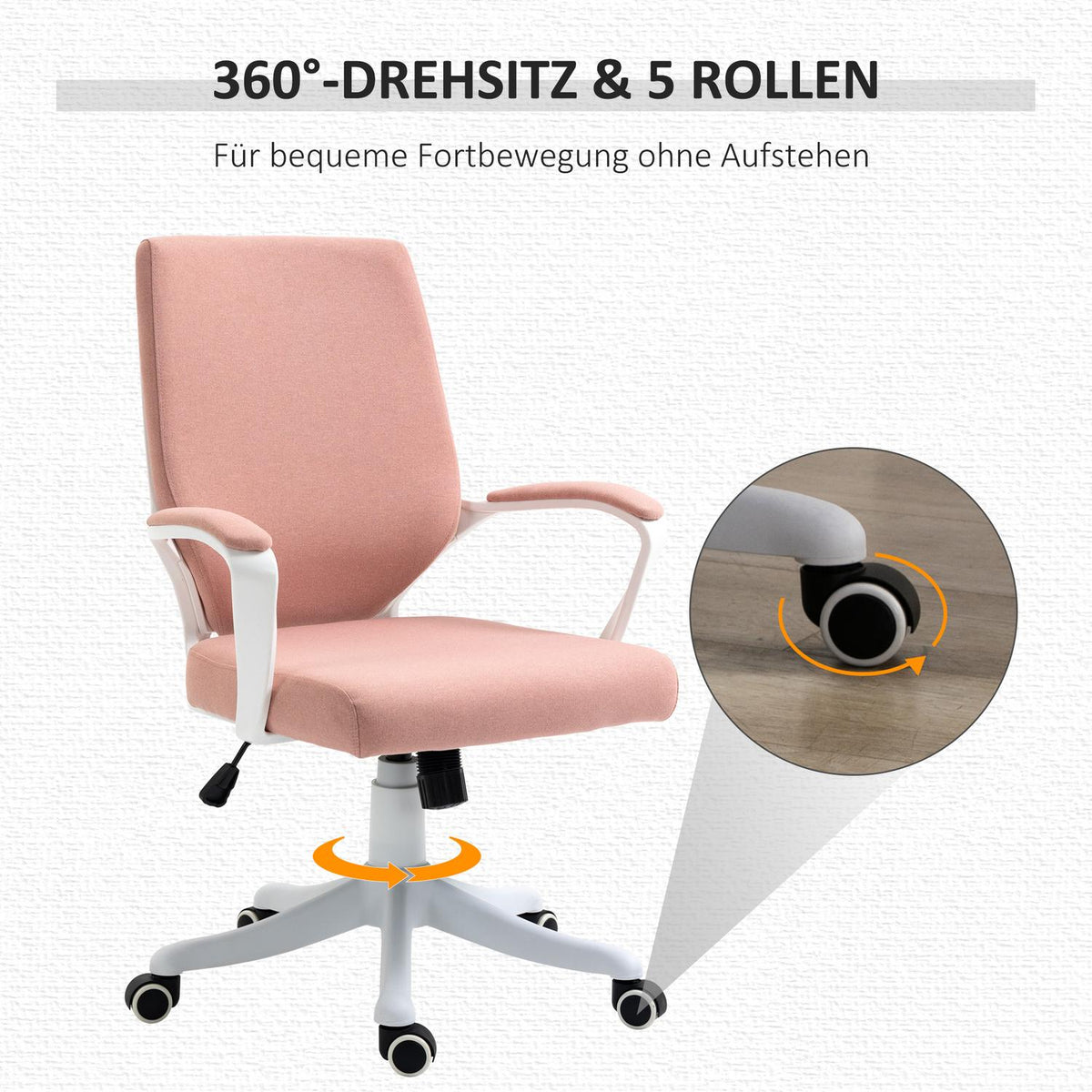 Desk Chair Ergonomic Office Chair, Height Adjustable, Rocker Function, Thickly Padded Backrest, 360° Swivel Wheels