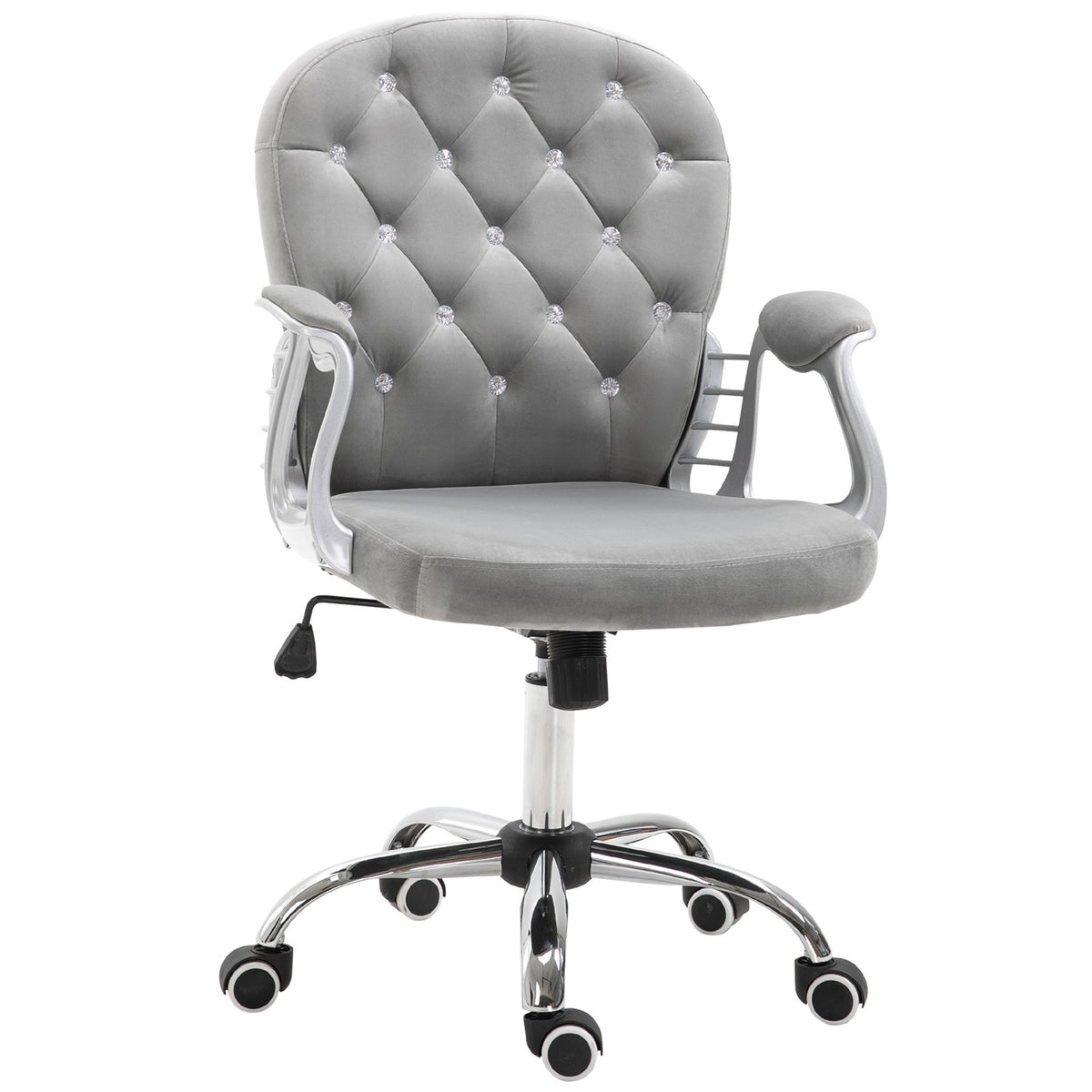 Desk Chair Ergonomic Office Chair With Padded Backrest, Gray, 59.5X60.5X95-105 Cm