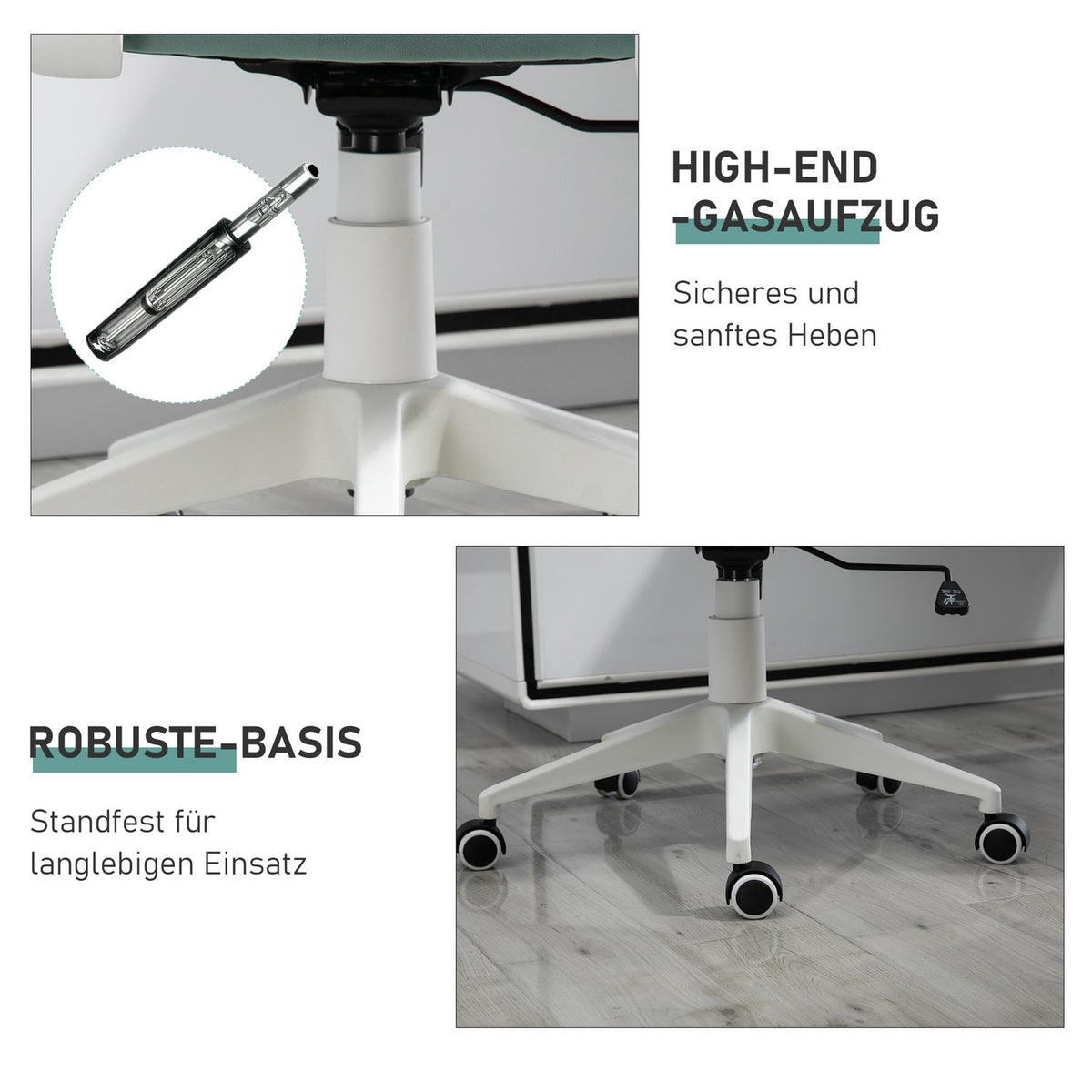 Desk Chair Ergonomic Office Chair With Rocker Function, Armrest, Headrest, Height Adjustable, 63X64X118-128Cm