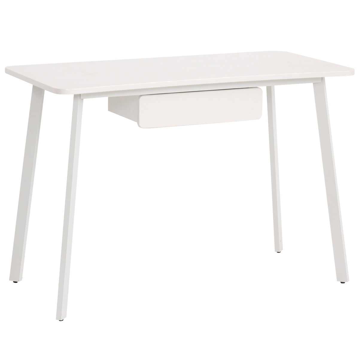 Desk Elegant Office Table With Drawers, Mdf + Steel, White, 120X60X76Cm