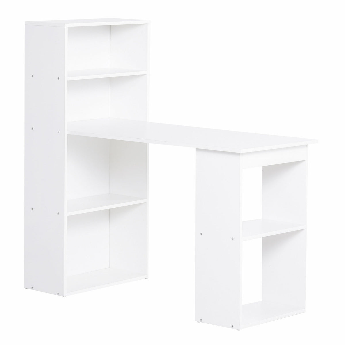 Desk Kitchen Table With Shelf, Computer Table, Work Table, Laptop Table, Office Shelf, White, 120X55X120Cm