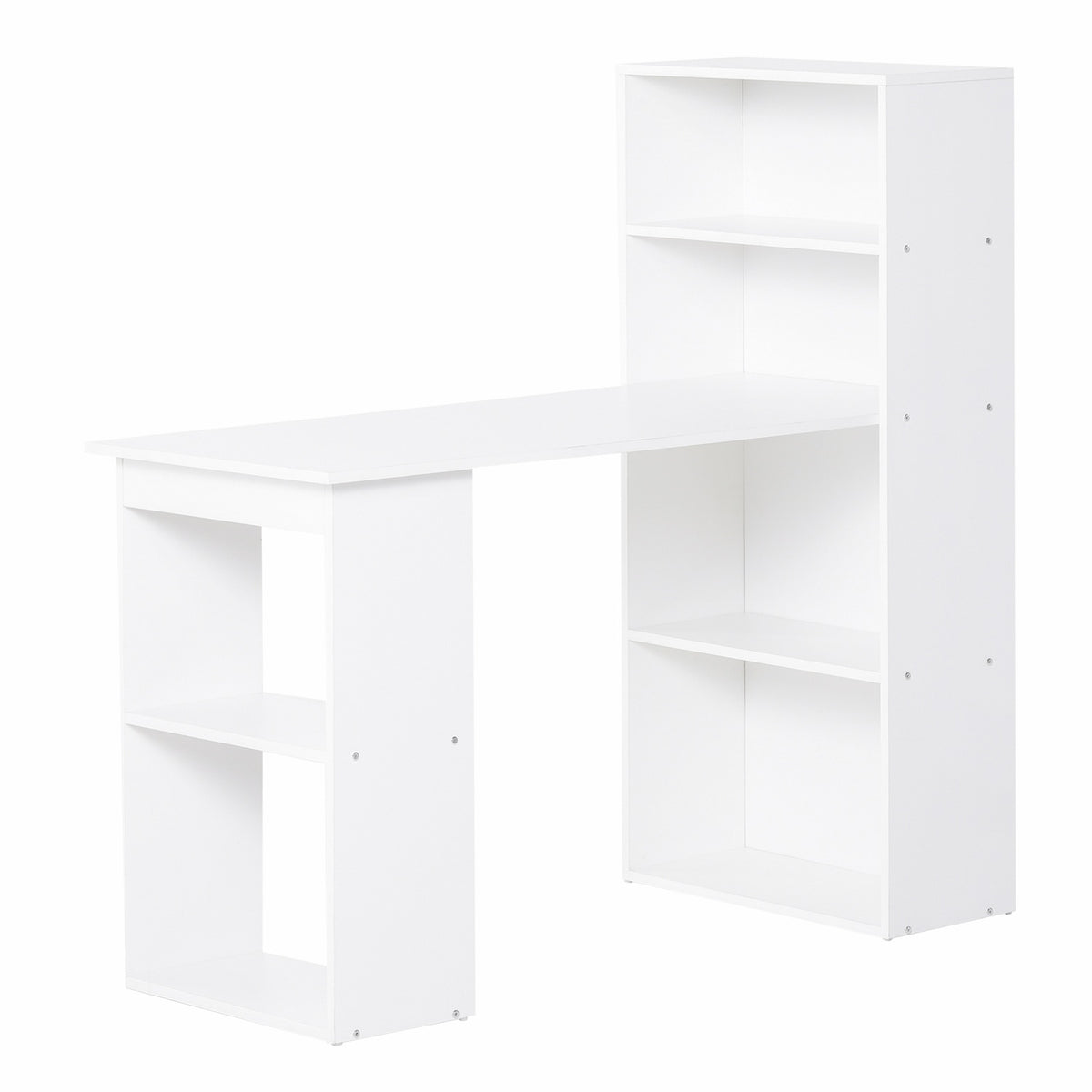 Desk Kitchen Table With Shelf, Computer Table, Work Table, Laptop Table, Office Shelf, White, 120X55X120Cm