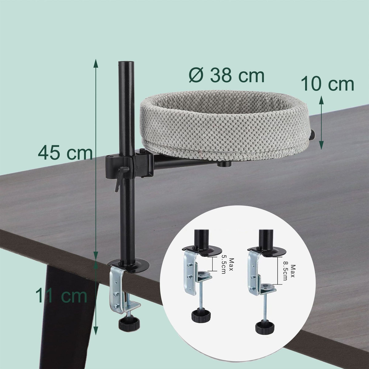 Desk-Mounted Cat Bed – Height Adjustable, Soft Nest