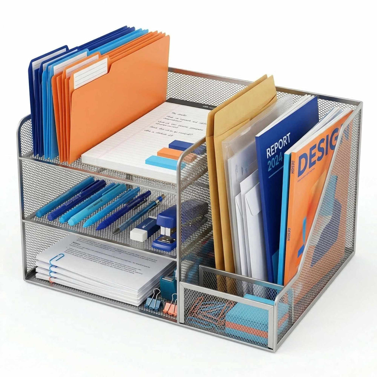 Desk Organizer, Metal Mesh, 5 Compartments
