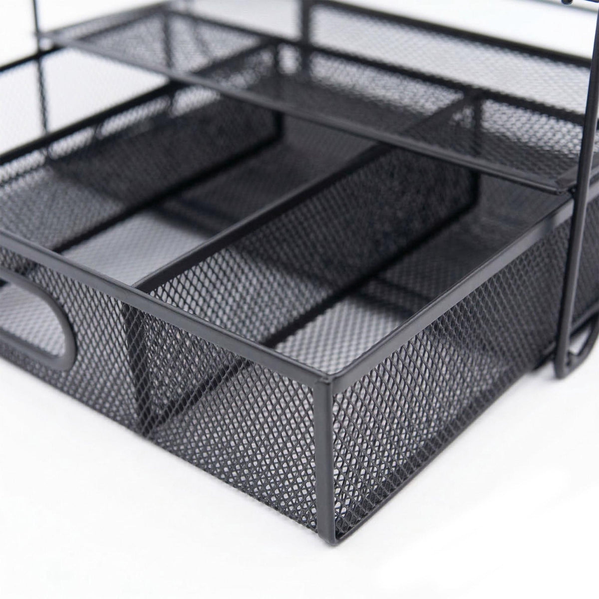 Desk Organizer With 6 Compartments, Drawer, Steel Mesh