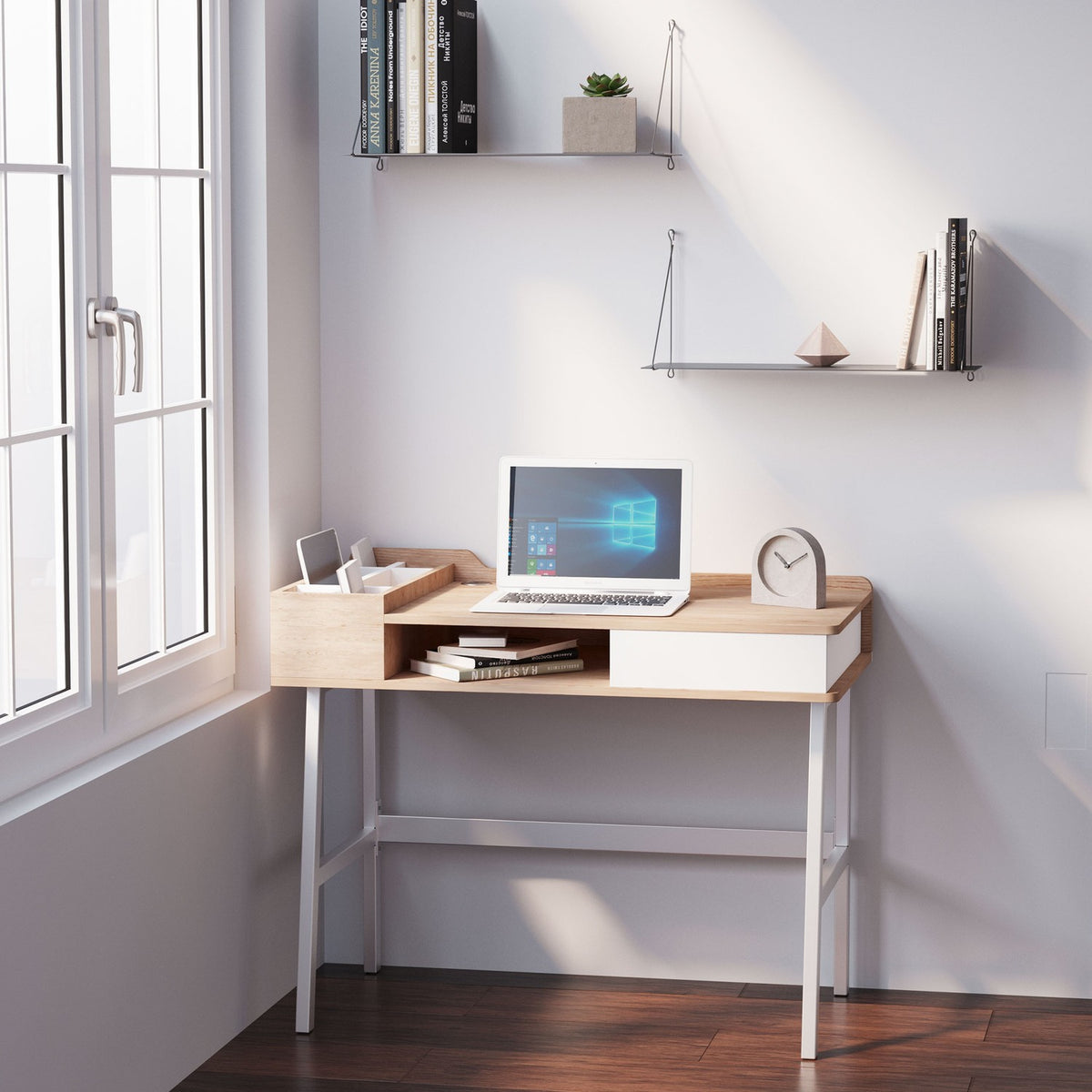 Desk With Storage Compartments Computer Desk Office Table Versatile With Drawer Wide Table Top