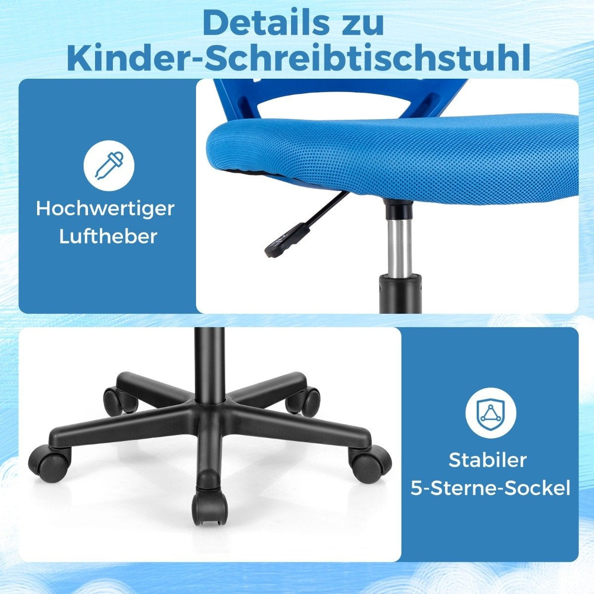 Desk chair for children armless children's desk chair 54 x 54 x 77-89 cm blue