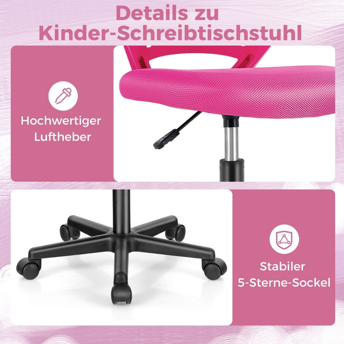 Desk chair for children armless children's desk chair 54 x 54 x 77-89 cm pink