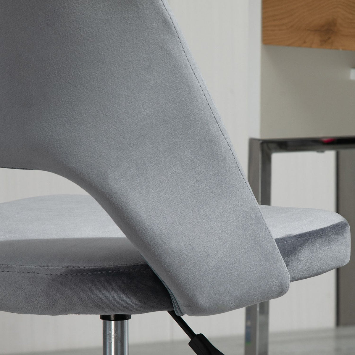 Desk chair, height-adjustable home office chair without armrests, rotating office chair with velvet look, ergonomic make-up chair for bedroom, study, dark gray