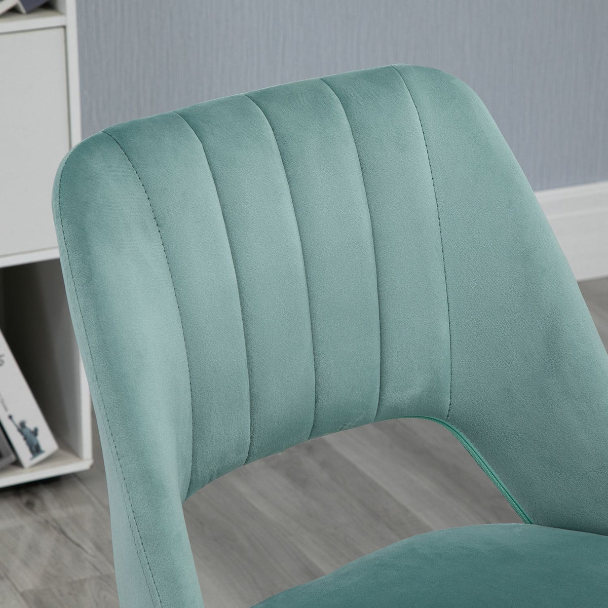 Desk chair, height-adjustable home office chair without armrests, rotating office chair with velvet look, ergonomic make-up chair for bedroom, study, green