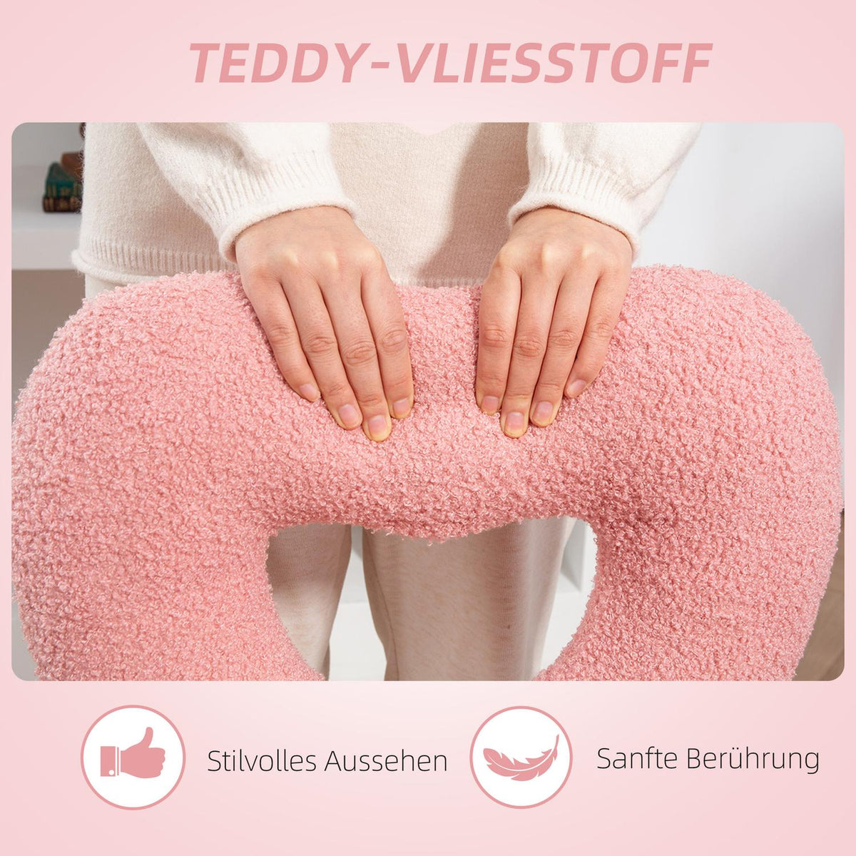 Desk chair, office chair, swivel home office chair with heart-shaped backrest, without armrest, height-adjustable teddy fleece dressing table chair for study, pink