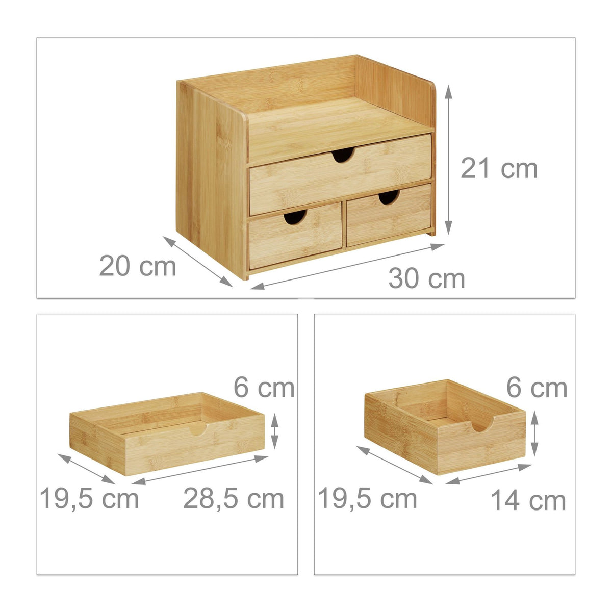 Desk storage with bamboo drawers