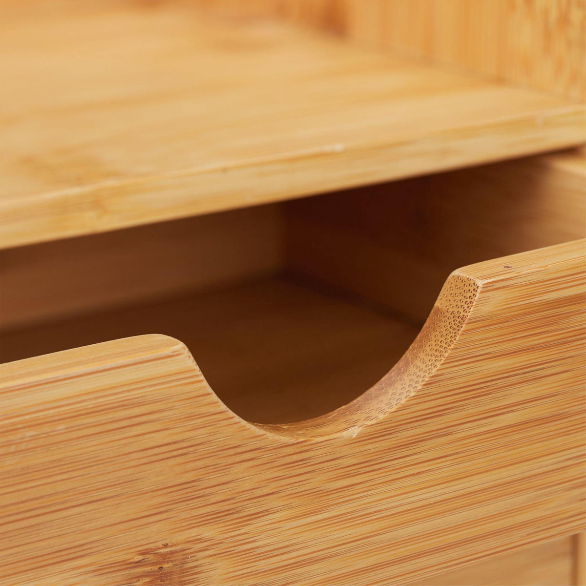 Desk storage with bamboo drawers