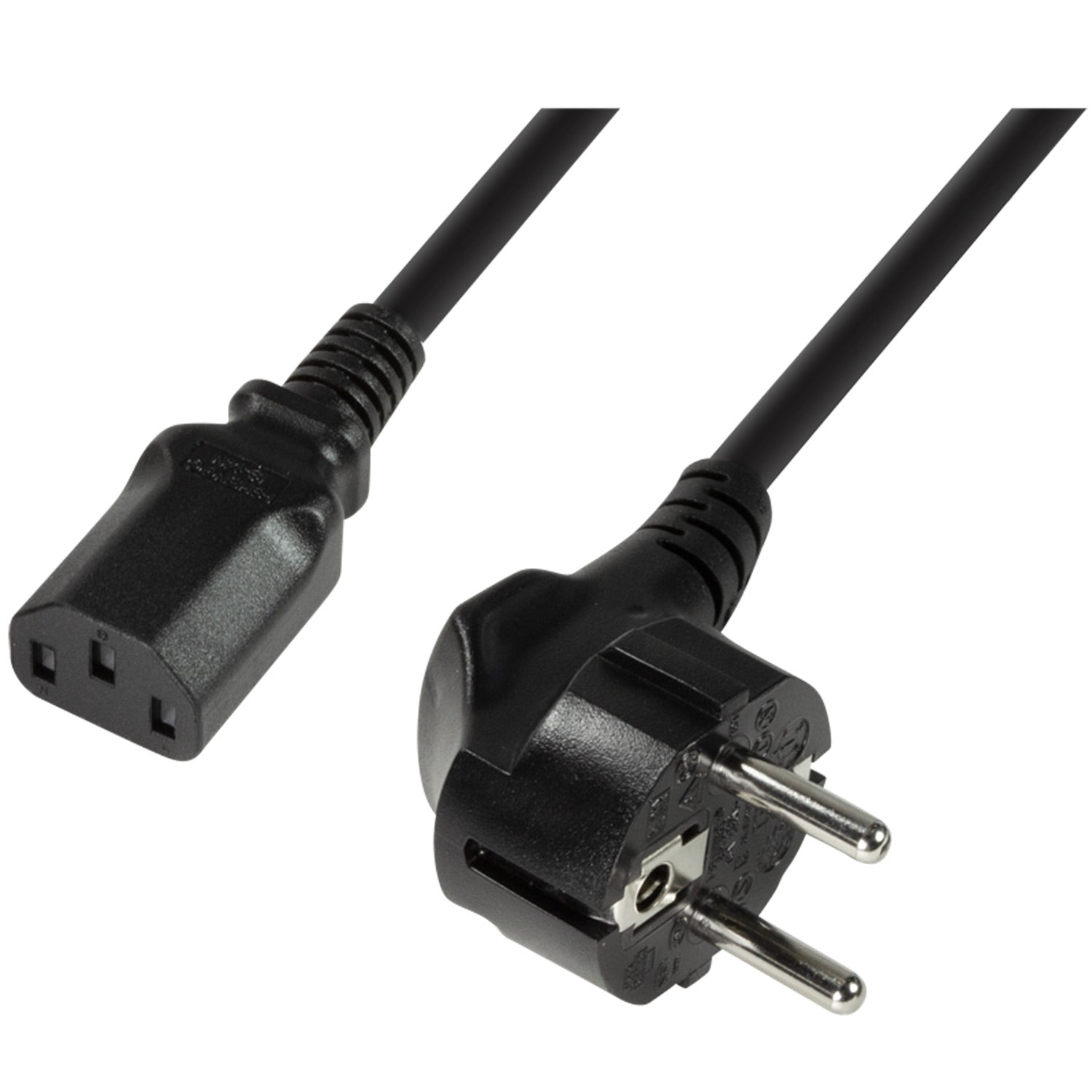 Device cable CEE 7/7 90° - C13 Straight Black 1.8m