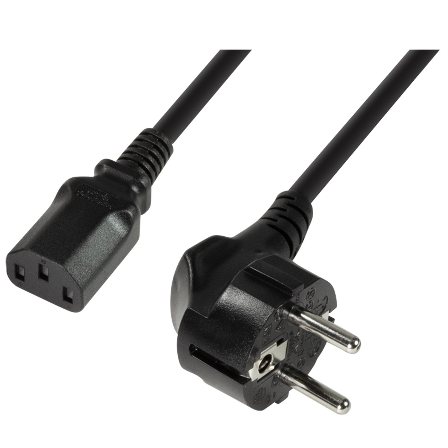 Device cable CEE 7/7 90° - C13 Straight Black 3m