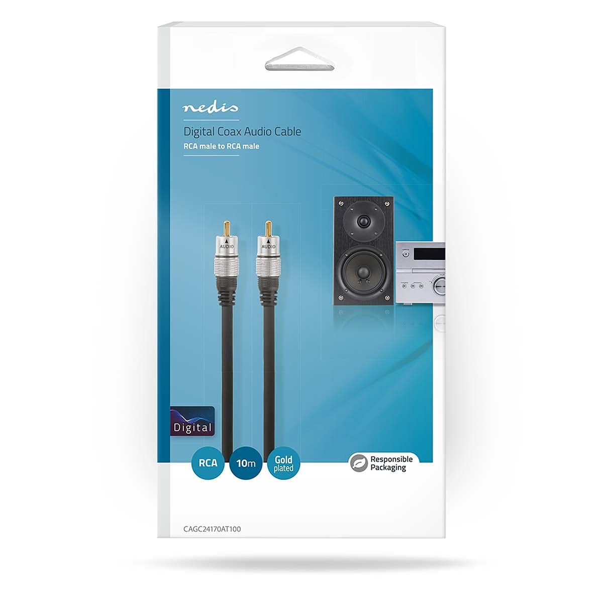 Digital Audio Cable | RCA Male | RCA Male | Gold Plated | 10.0 m | Round | PVC | Anthracite | Box