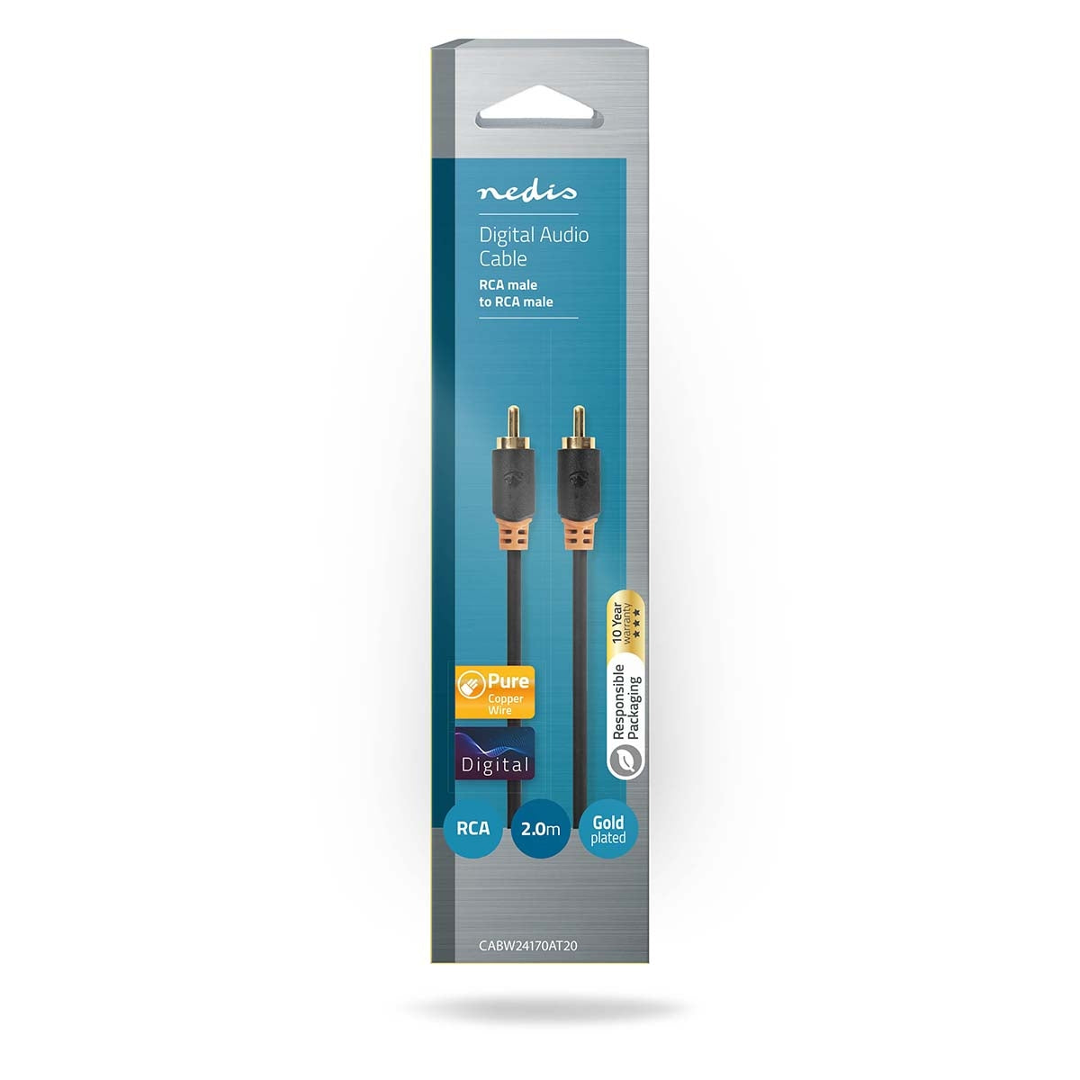 Digital Audio Cable | RCA Male | RCA Male | Gold Plated | 2.00 m | Round | PVC | Anthracite | Box