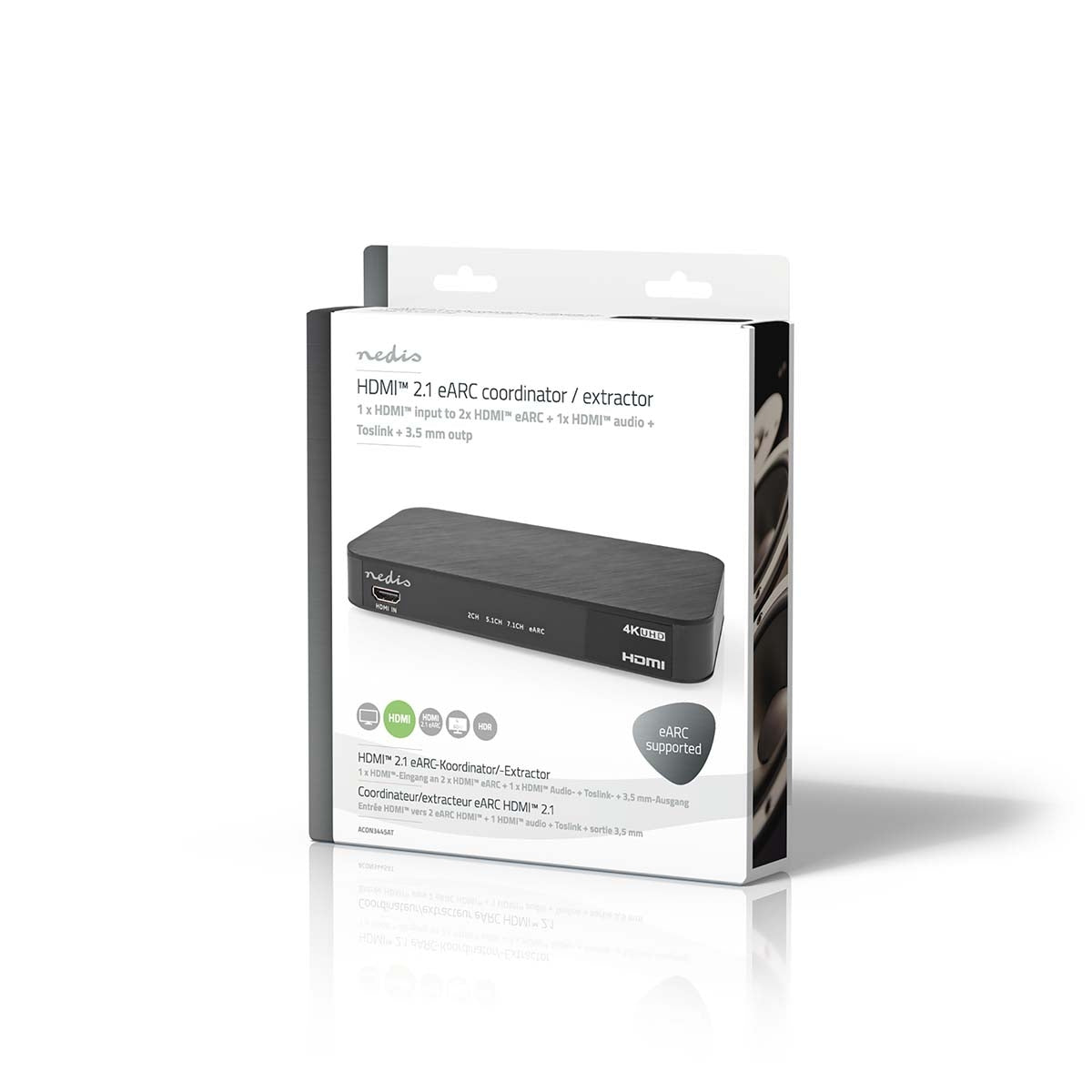 Digital Audio Converter | 2-way | Connection input: DC Power / 1x HDMI™ Input | Connection output: 1x 3.5 mm / 1x TosLink / 3x HDMI™ Output | Automatic / Push Button | Anthracite
