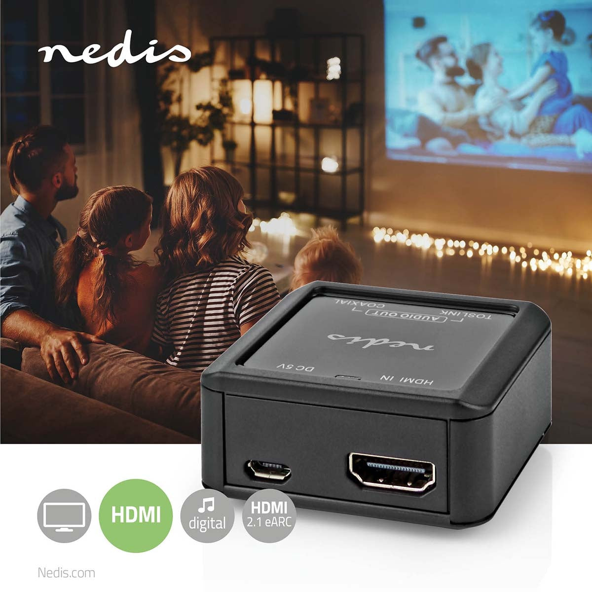 Digital Audio Converter | One way | Connection input: DC Power / HDMI™ input | Connection output: 1x Coax Audio / 1x TosLink Female | Automatic | Anthracite