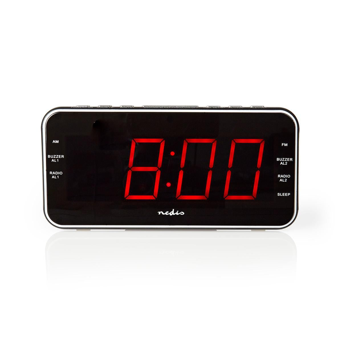 Digital Clock Radio | LED Display | 1x 3.5 mm Audio Input | Time projection | AM / FM | Snooze function | Sleep timer | Number of alarms: 2 | Black