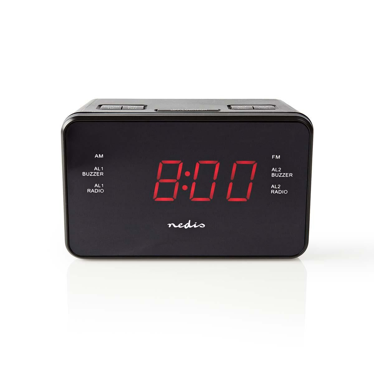 Digital Clock Radio | LED Display | 1x 3.5 mm Audio Input | Time projection | AM / FM | Snooze function | Sleep timer | Number of alarms: 2 | Black