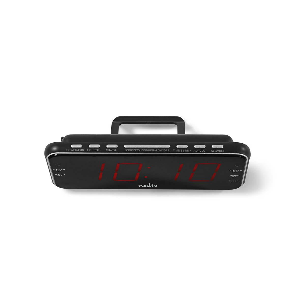 Digital Clock Radio | LED Display | 1x 3.5 mm Audio Input | Time projection | AM / FM | Snooze function | Sleep timer | Number of alarms: 2 | Black