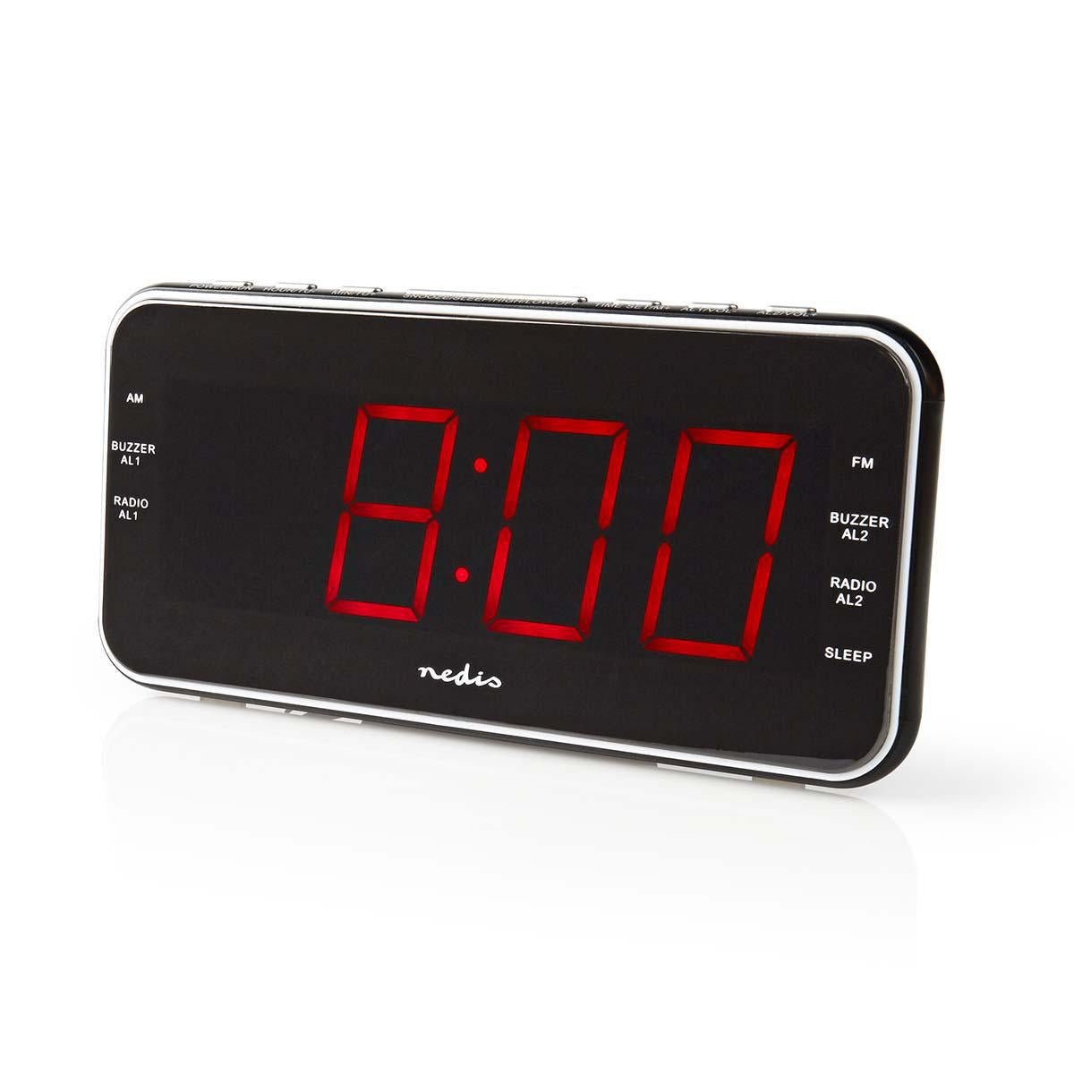 Digital Clock Radio | LED Display | 1x 3.5 mm Audio Input | Time projection | AM / FM | Snooze function | Sleep timer | Number of alarms: 2 | Black