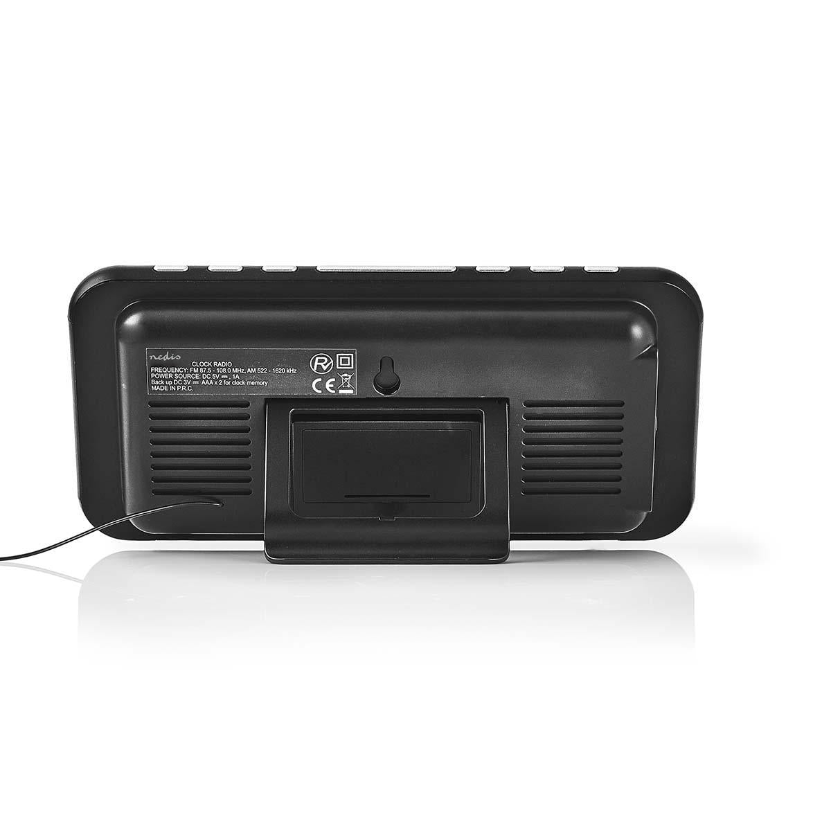 Digital Clock Radio | LED Display | 1x 3.5 mm Audio Input | Time projection | AM / FM | Snooze function | Sleep timer | Number of alarms: 2 | Black