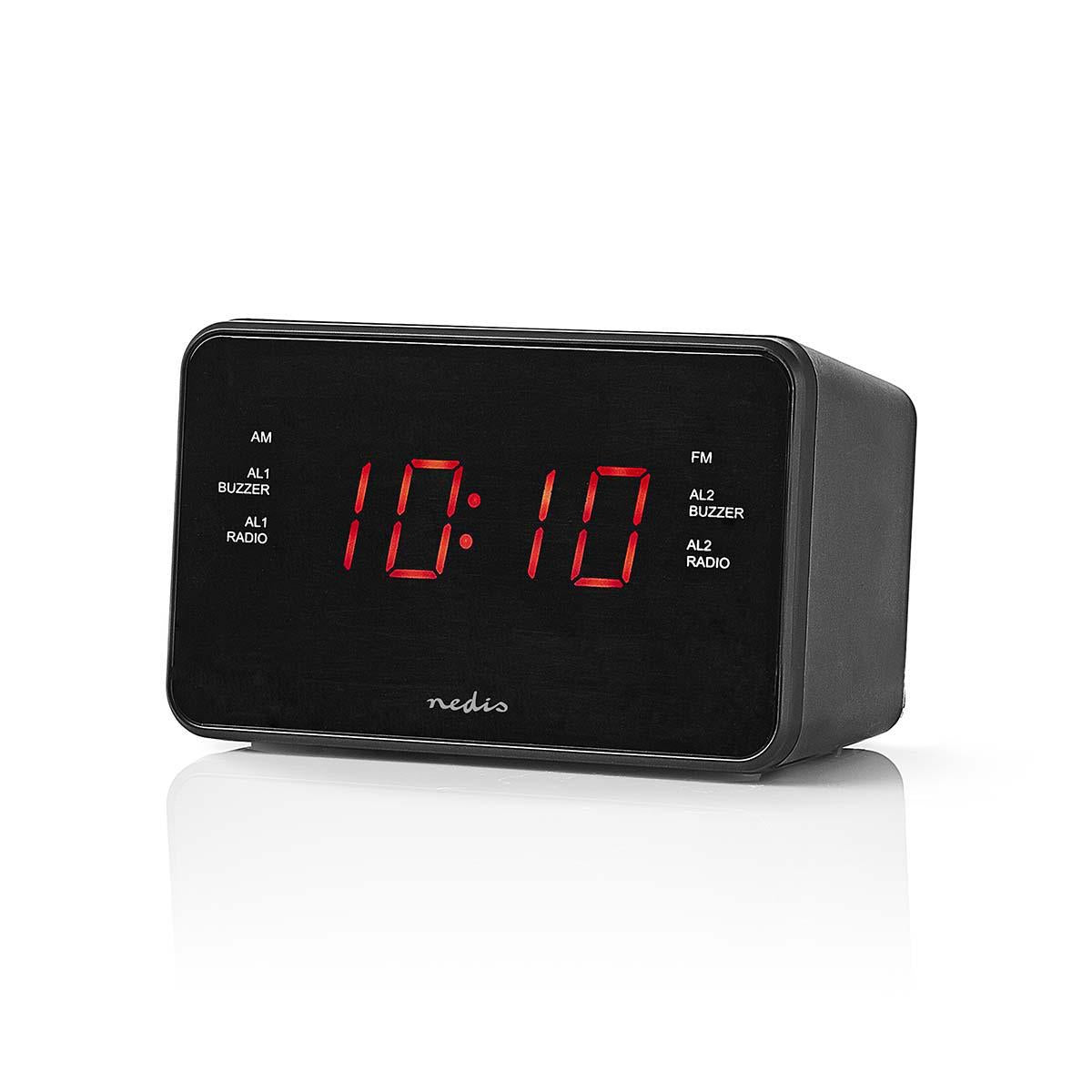 Digital Clock Radio | LED Display | 1x 3.5 mm Audio Input | Time projection | AM / FM | Snooze function | Sleep timer | Number of alarms: 2 | Black