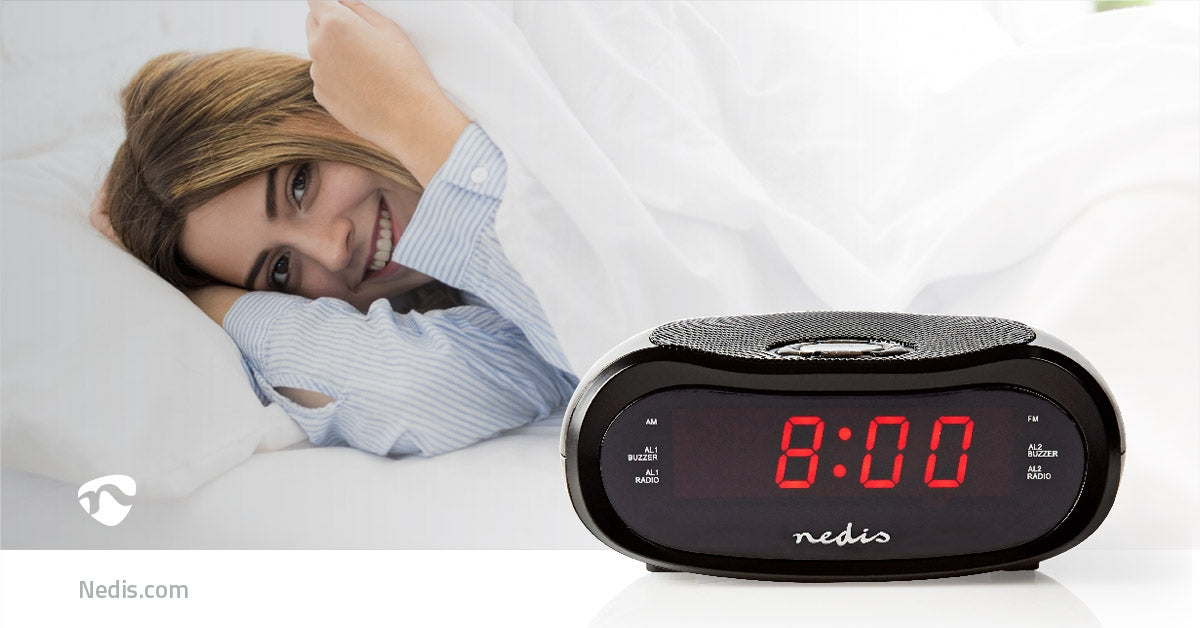 Digital Clock Radio | LED Display | Time projection | AM / FM | Snooze function | Sleep timer | Number of alarms: 2 | Black