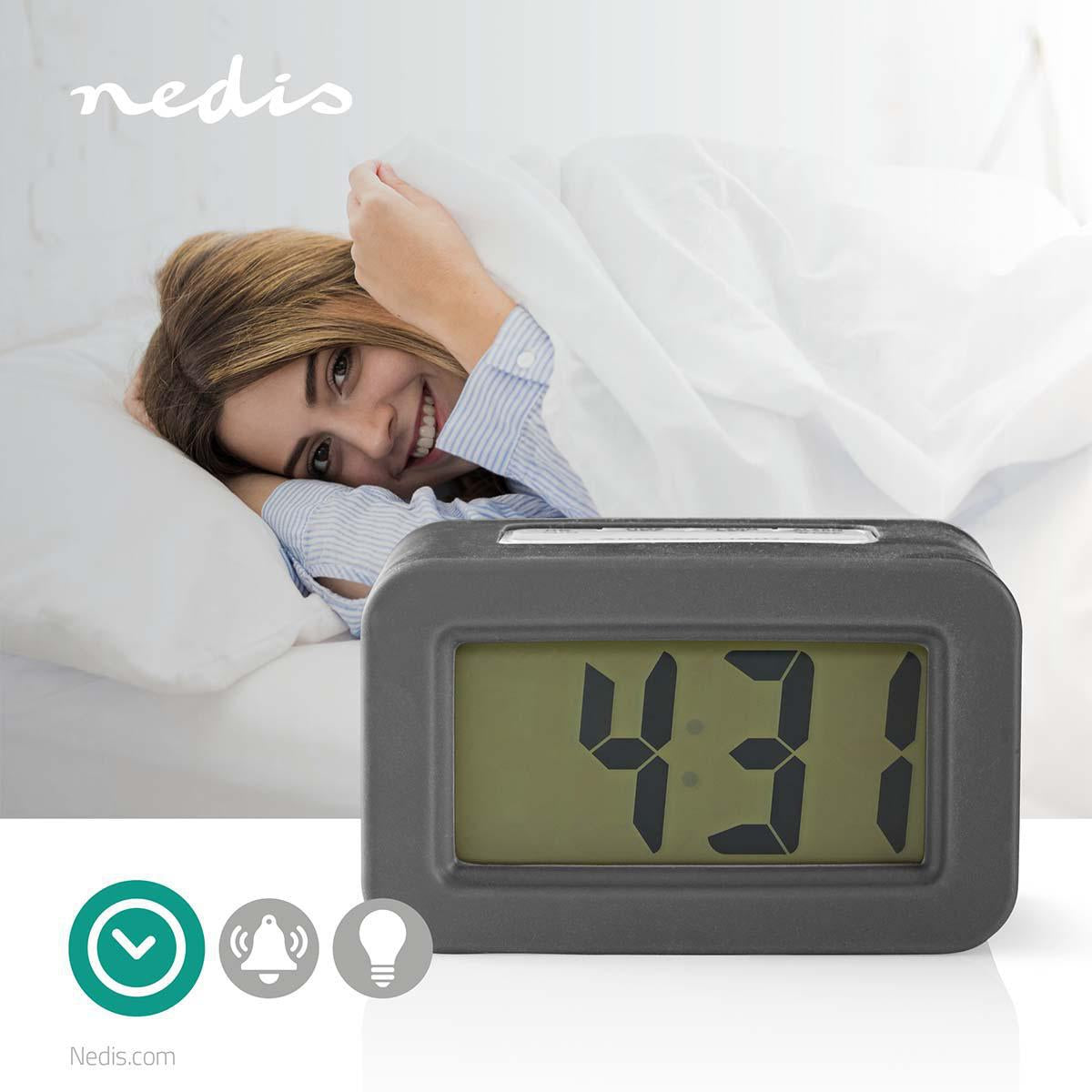 Digital Desk Alarm Clock | Backlight LCD | 3.5 cm | Backlighting | Snooze function | No | Grey/White