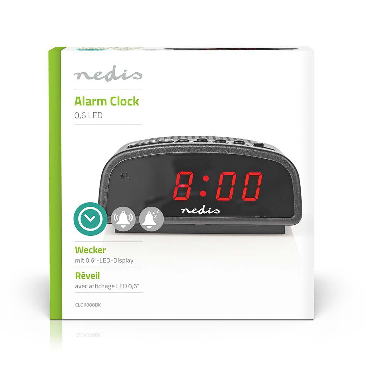Digital Desk Alarm Clock | LED Display | Snooze function | No | Black