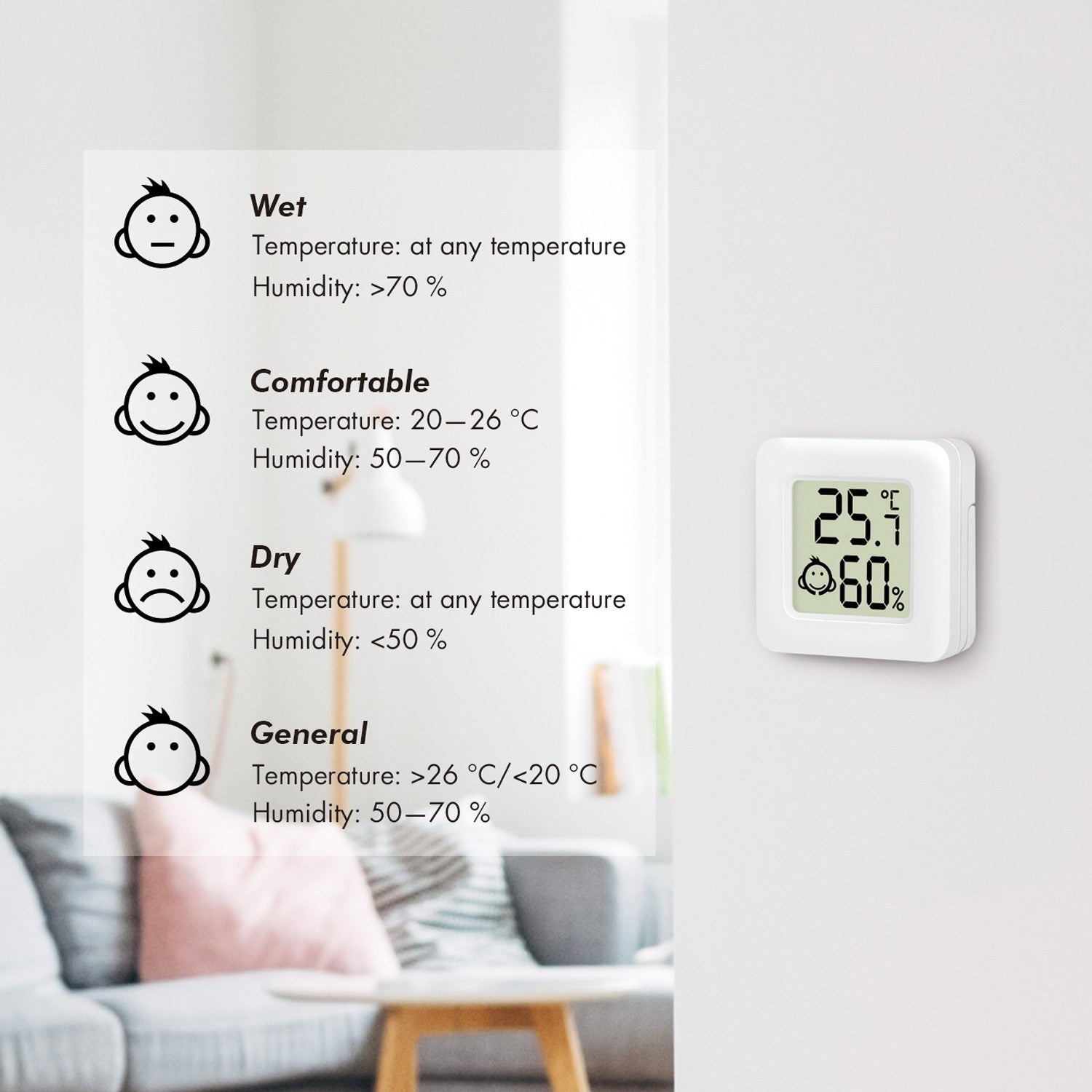 Digital Mini thermometer/hygrometer 3-pack