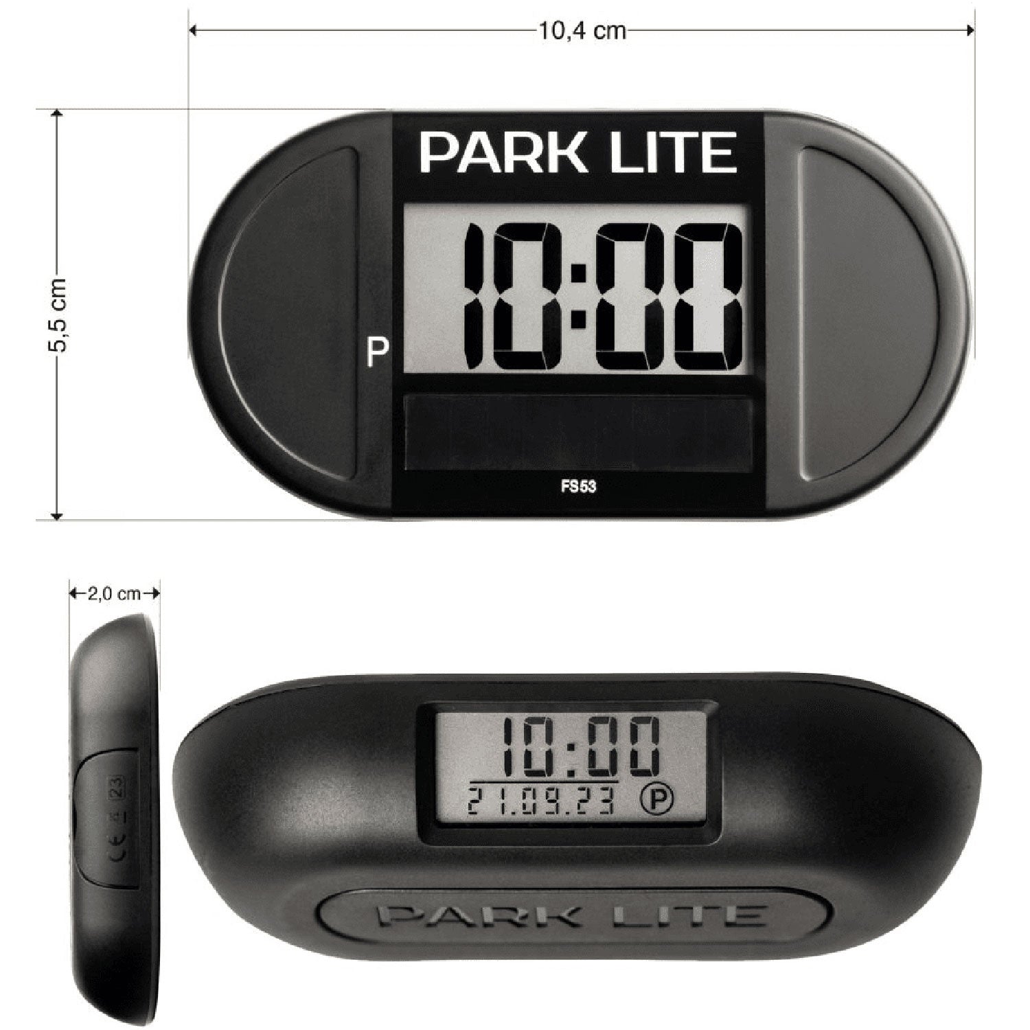 Digital parking meter with solar cell and two displays