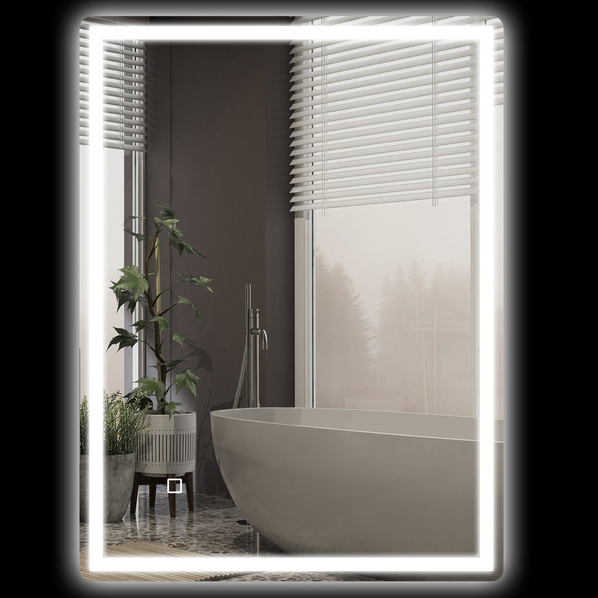 Dimmable Light Mirror Bathroom Mirror 80X60Cm Memory Function Fog-Free