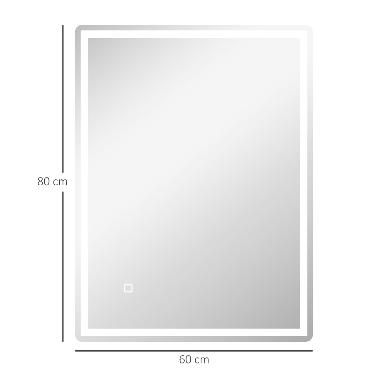 Dimmable Light Mirror Bathroom Mirror 80X60Cm Memory Function Fog-Free