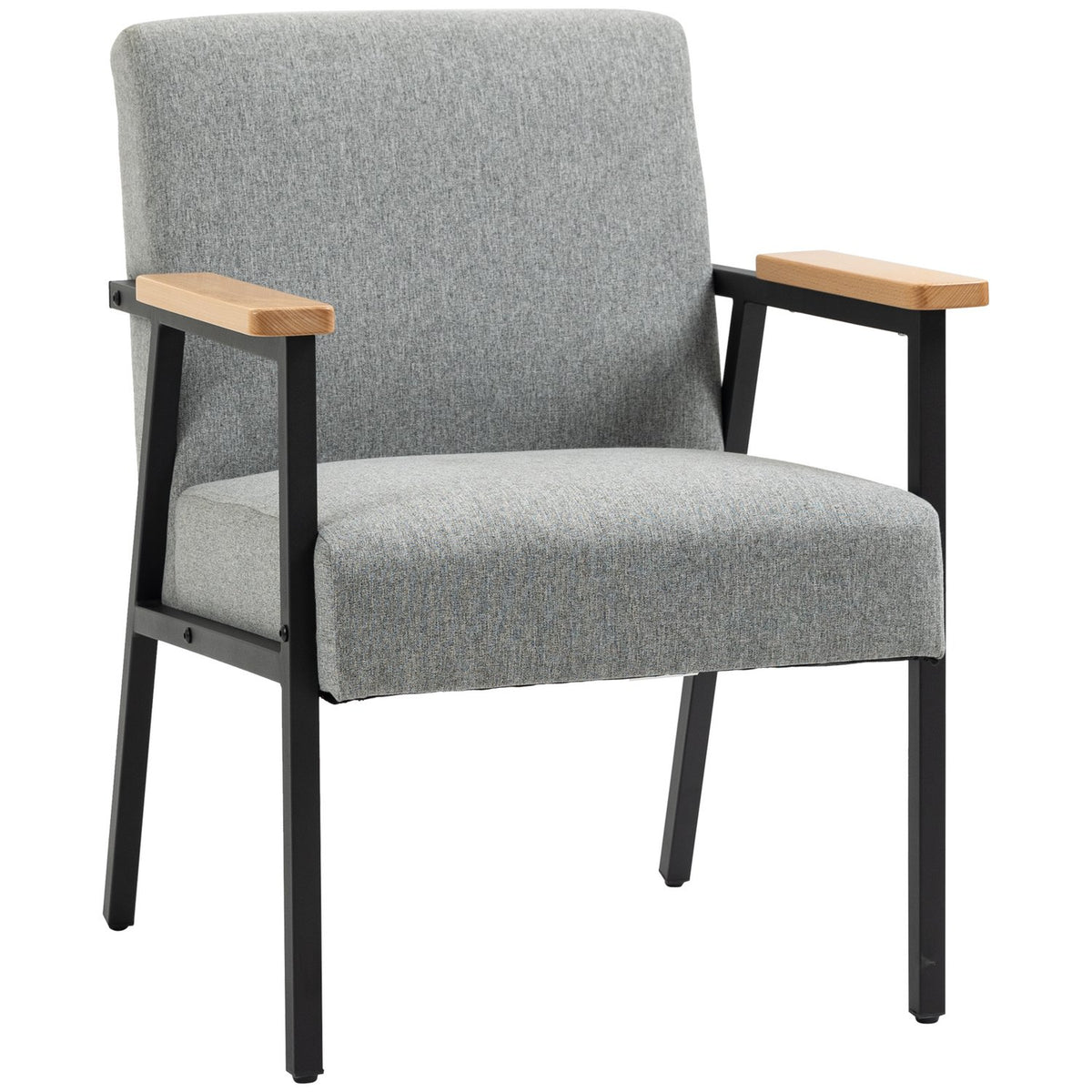 Dining Chair In Linen Look, Relaxation Chair, Wing Chair, Lounge Chair, Gray, 64.5X70X83.5Cm