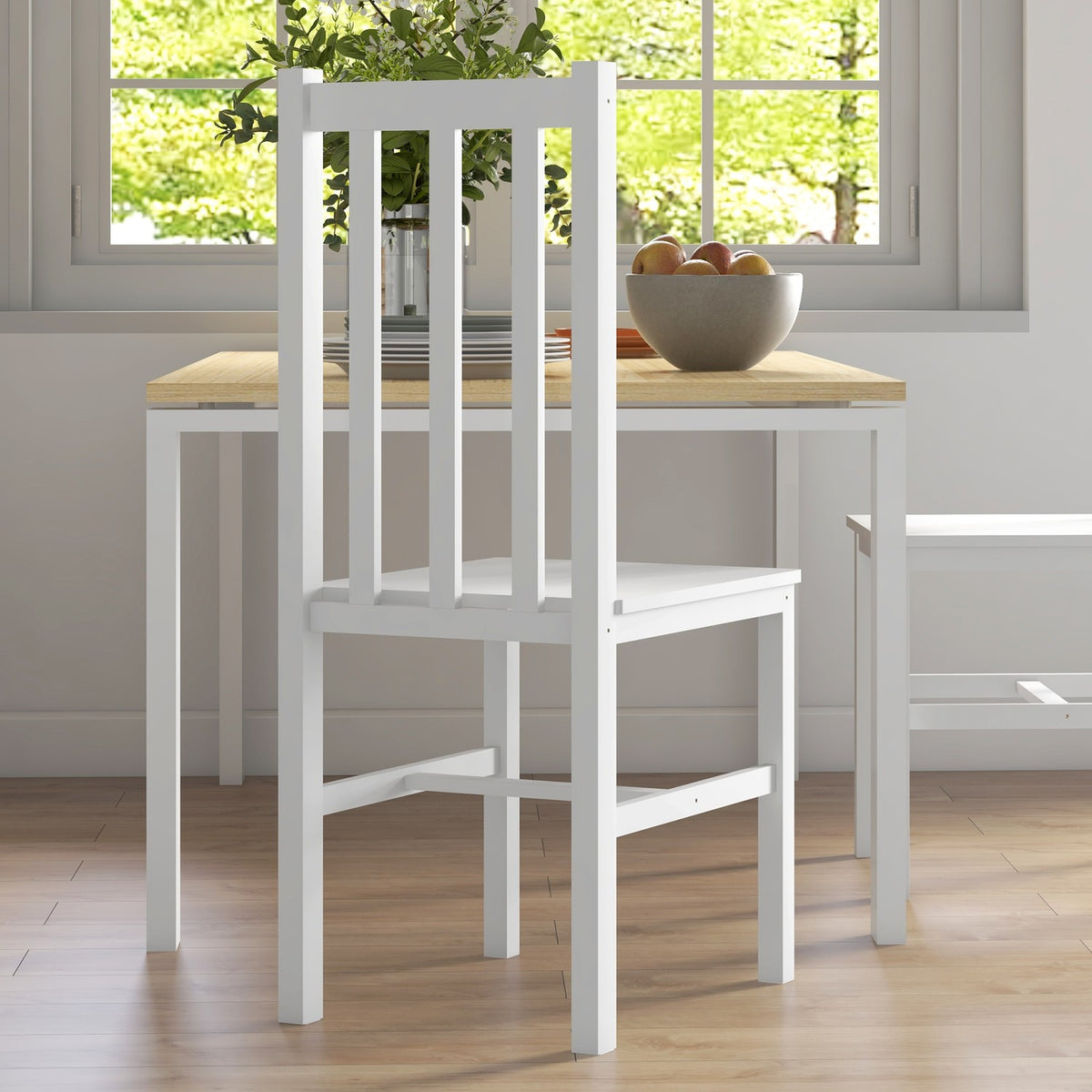 Dining Chairs, Set Of 2 Kitchen Chairs, Dining Chairs With Backrest, Living Room Chairs For Kitchen, Dining Room, Load Capacity Up To 120 Kg, Pine Wood, White