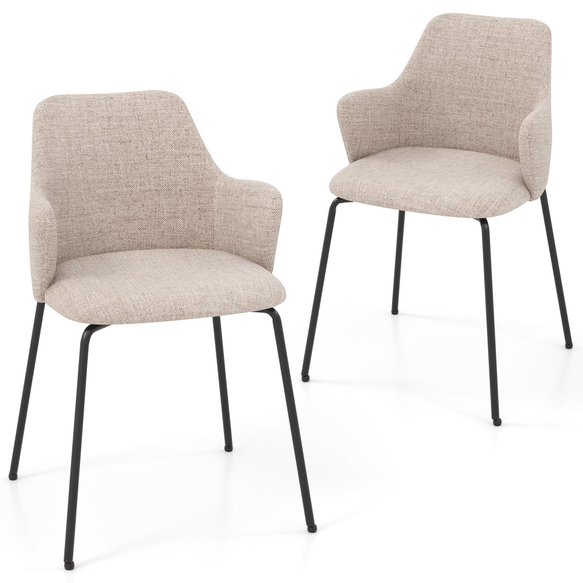 Dining Chairs Set of 2, Upholstered Armchairs, Beige