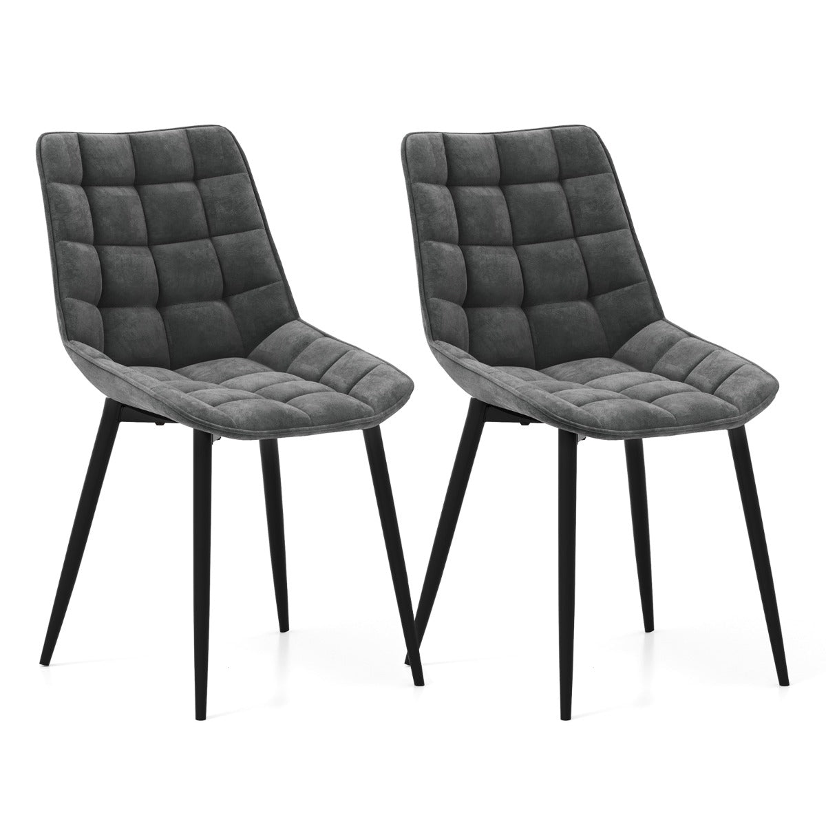 Dining Chairs Set of 2, Velvet Upholstered, Gray