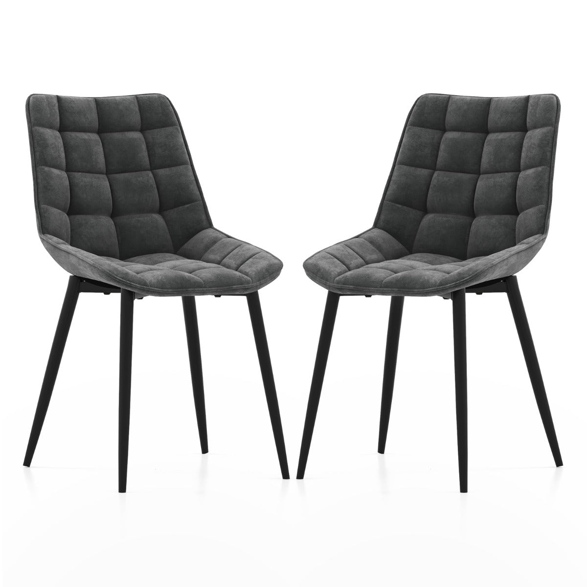 Dining Chairs Set of 2, Velvet Upholstered, Gray